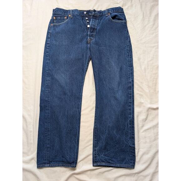 Levi’s 501 Original Fit Button Fly Jeans W38 L30 (Measures 26”) Classic Blue - Picture 3 of 10